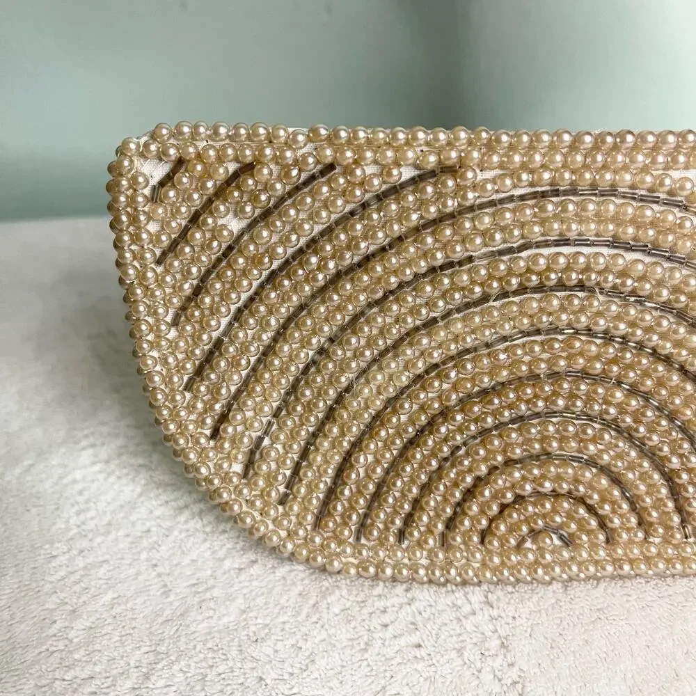 Vintage A David's Import Pearl Zip Mini Evening Pouch Purse Clutch Made in Japan - Picture 6 of 8